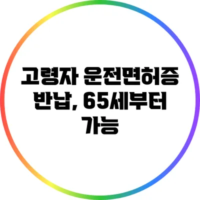 고령자 운전면허증 반납, 65세부터 가능