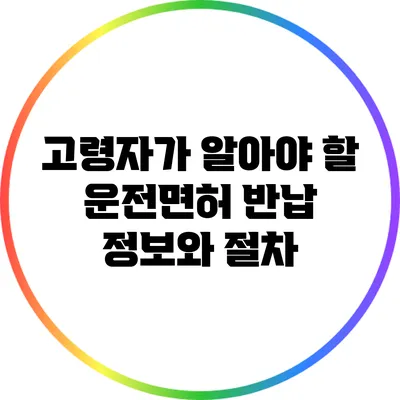 고령자가 알아야 할 운전면허 반납 정보와 절차