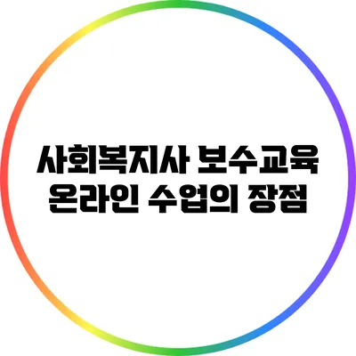 사회복지사 보수교육 온라인 수업의 장점