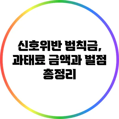 신호위반 범칙금, 과태료 금액과 벌점 총정리