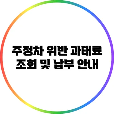 주정차 위반 과태료 조회 및 납부 안내