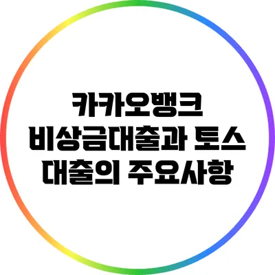 카카오뱅크 비상금대출과 토스 대출의 주요사항