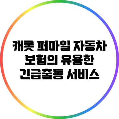 캐롯 퍼마일 자동차 보험의 유용한 긴급출동 서비스