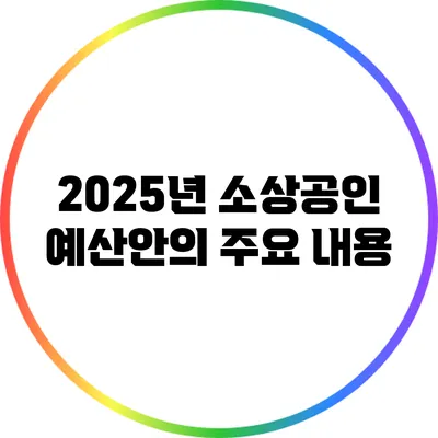 2025년 소상공인 예산안의 주요 내용