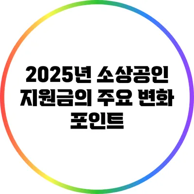 2025년 소상공인 지원금의 주요 변화 포인트