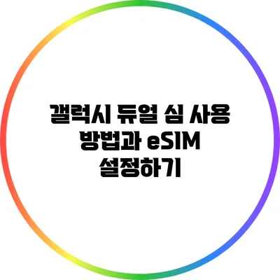 갤럭시 듀얼 심 사용 방법과 eSIM 설정하기