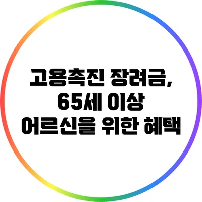 고용촉진 장려금, 65세 이상 어르신을 위한 혜택