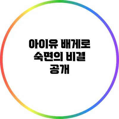 아이유 배게로 숙면의 비결 공개
