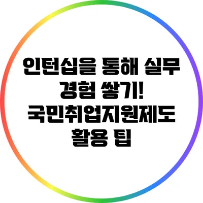 인턴십을 통해 실무 경험 쌓기! 국민취업지원제도 활용 팁