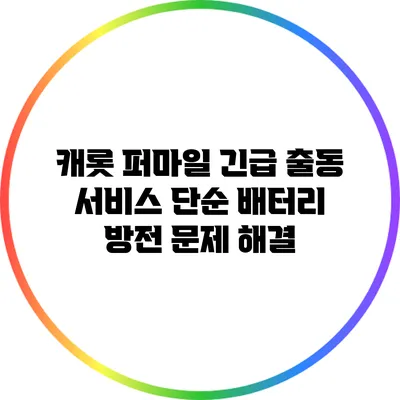 캐롯 퍼마일 긴급 출동 서비스: 단순 배터리 방전 문제 해결