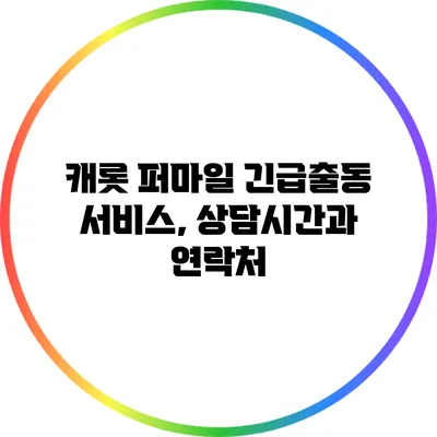 캐롯 퍼마일 긴급출동 서비스, 상담시간과 연락처