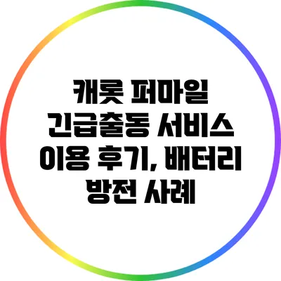 캐롯 퍼마일 긴급출동 서비스 이용 후기, 배터리 방전 사례