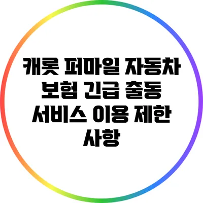 캐롯 퍼마일 자동차 보험 긴급 출동 서비스 이용 제한 사항