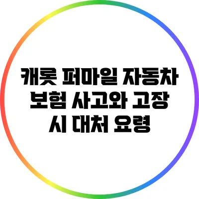 캐롯 퍼마일 자동차 보험: 사고와 고장 시 대처 요령