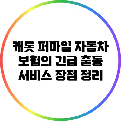 캐롯 퍼마일 자동차 보험의 긴급 출동 서비스 장점 정리