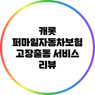 캐롯 퍼마일자동차보험 고장출동 서비스 리뷰