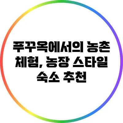 푸꾸옥에서의 농촌 체험, 농장 스타일 숙소 추천