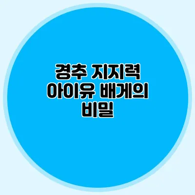 경추 지지력: 아이유 배게의 비밀
