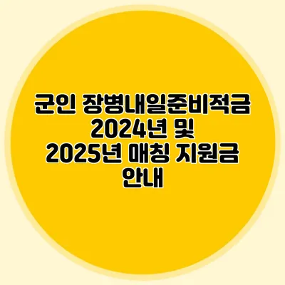 군인 장병내일준비적금: 2024년 및 2025년 매칭 지원금 안내