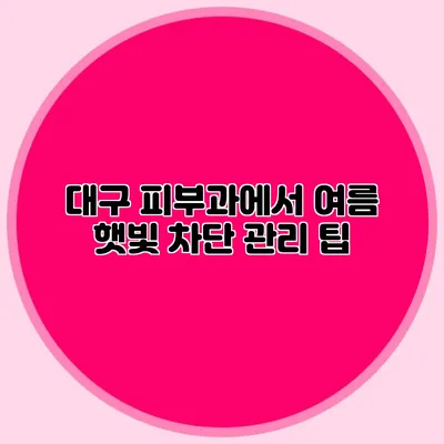 대구 피부과에서 여름 햇빛 차단 관리 팁