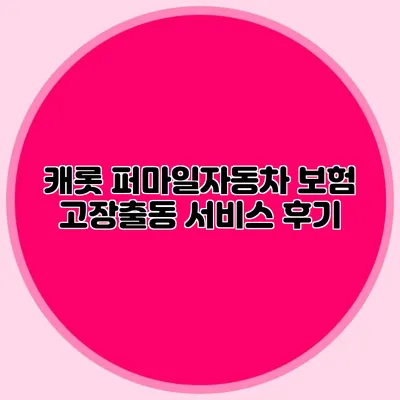 캐롯 퍼마일자동차 보험 고장출동 서비스 후기